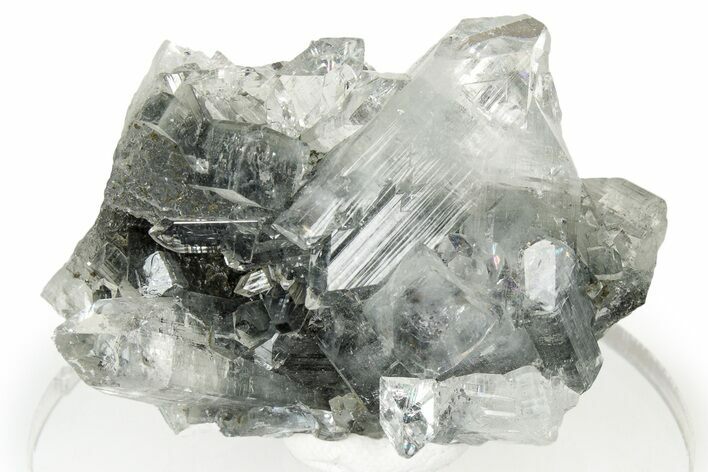 Colorless Apophyllite Crystal Cluster on Chalcedony - India #348364